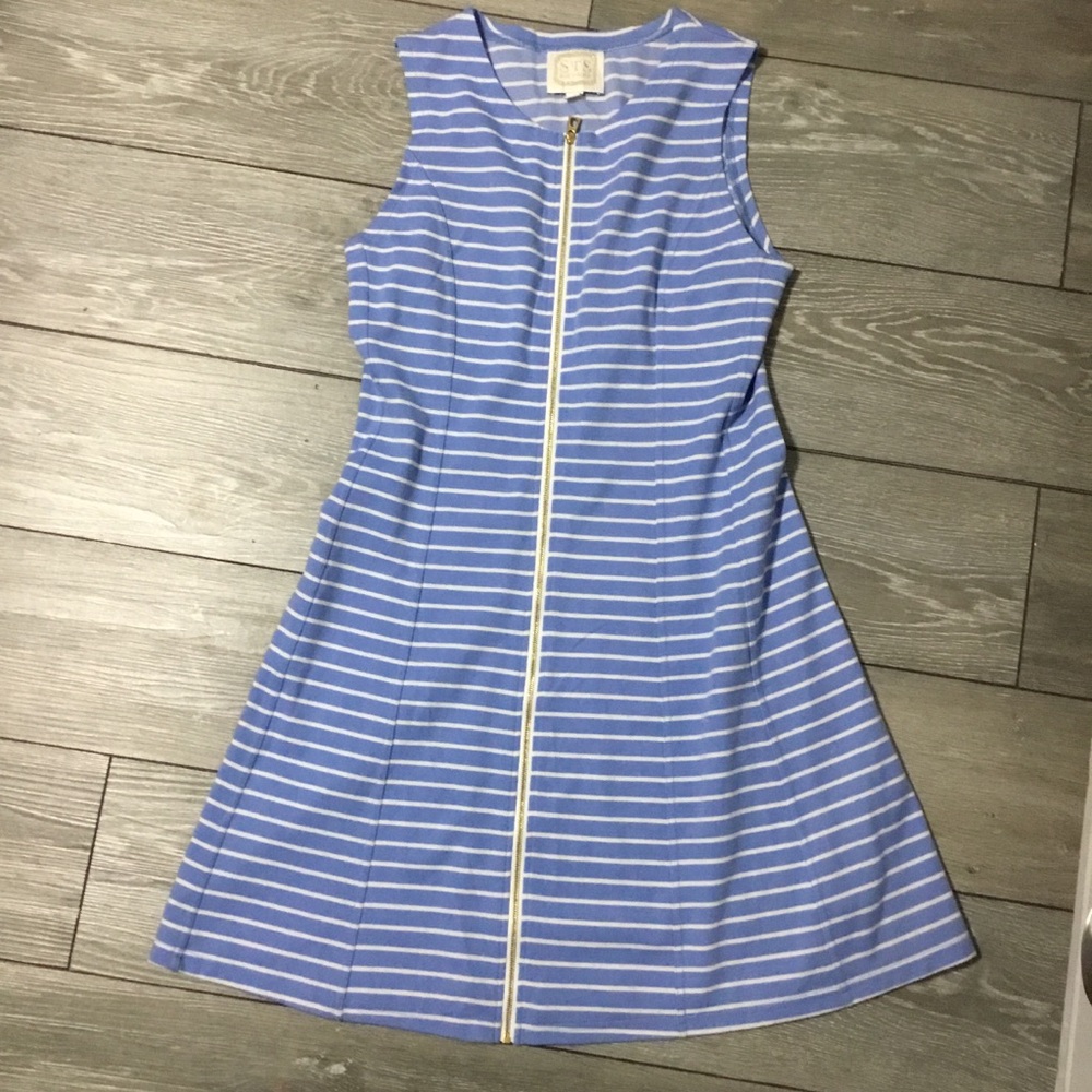 TUCKERNUCK SAIL TO SABLE Yacht Striped Full Zip Sleeveless Dress size 8